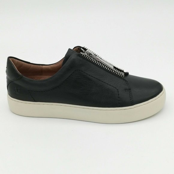 frye leather front zip sneakers